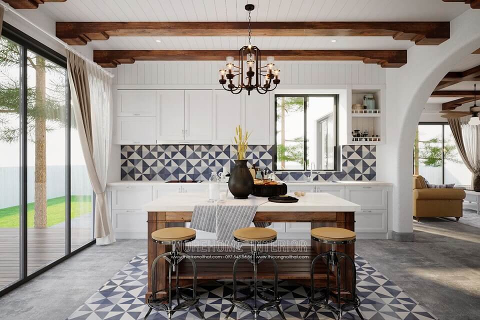 Đá nhân tạo hàn quốc ốp bàn đảo bếp màu trắng đá ốp bếp cao cấp