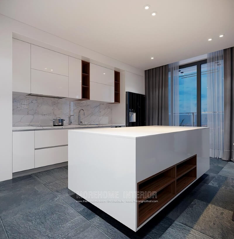 Đá ốp tường bếp vân mây cao cấp giúp cho gia chủ dễ dàng vệ sinh hơn đá ốp bếp cao cấp