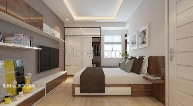 Không gian phòng ngủ thoải mái và rộng thoáng hơn với mẫu tủ quần áo cửa lùa Mẫu nội thất chung cư đẹp