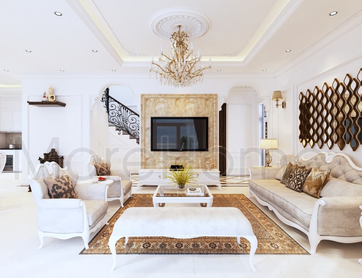 Mẫu sofa phòng bọc nỉ cao cấp với thiết kế tân cổ điển cho nhà phốchung cư đẹp sang trọng sofa tân cổ điển