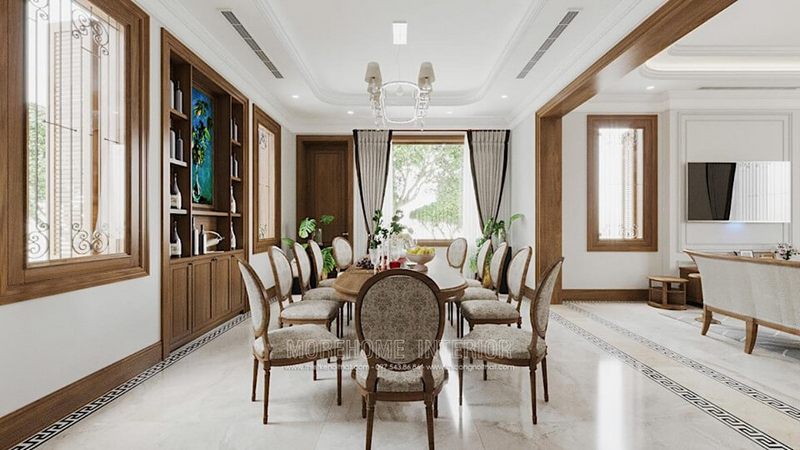 Mẫu bàn ghế ăn gỗ đẹp phong cách Á Đông hiện đại