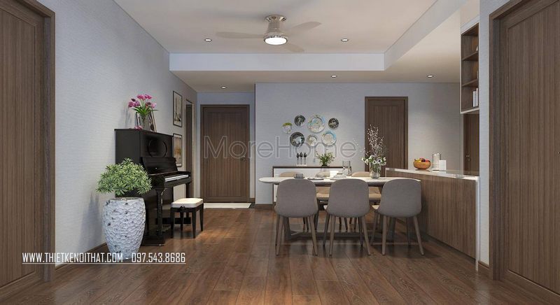 Bàn ăn gỗ công nghiệp luôn là sự lựa chọn hàng đầu cho nội thất nhà ở chung cư hiện đại với vẻ đẹp tinh tế và thời thượng