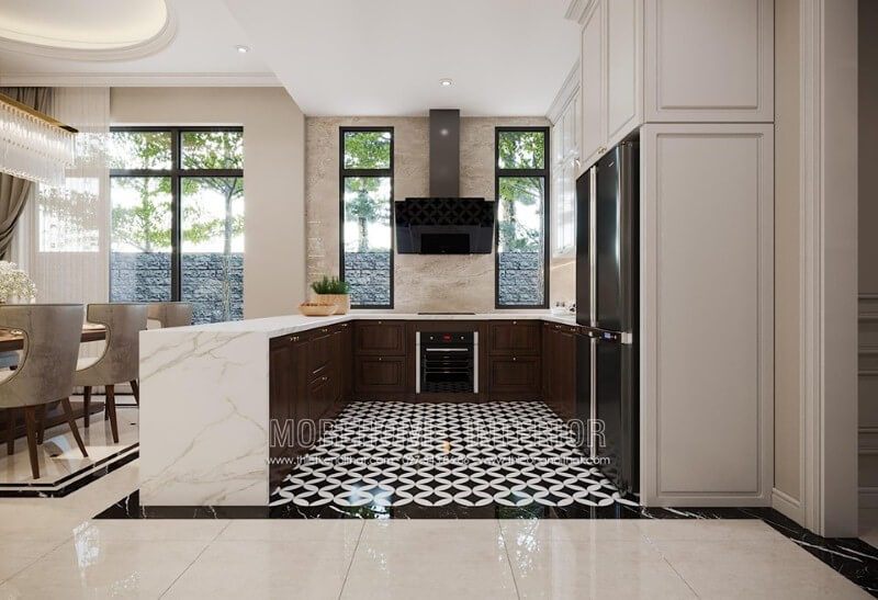 Đá nhân tạo vân mây cao cấp xu hướng thiết kế để tạo nên không gian bếp đẹp, bền.