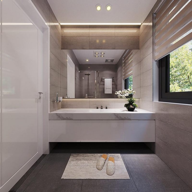 Mẫu cửa gỗ công nghiệp màu trắng hiện đại đẹp cho phòng tắm, nhà vệ sinh