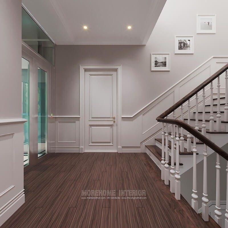 Cửa gỗ 1 cánh hiện đại phun sơn màu trắng đẹp cho phòng biệt thự