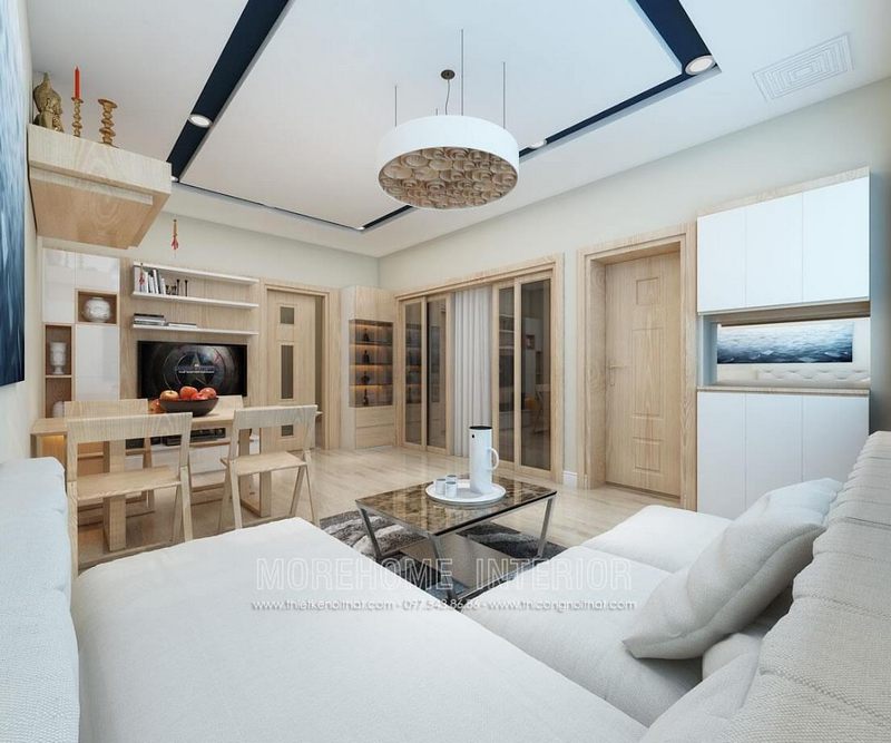 Cửa gỗ thông phòng chất liệu Veneer vân gỗ sáng màu mang lại vẻ đẹp tinh tế, mát mắt MH12