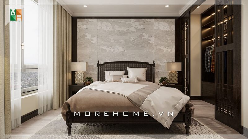 Thiết kế phòng ngủ chung cư cao cấp phong cách tân cổ điển với sang trọng, cuốn hút