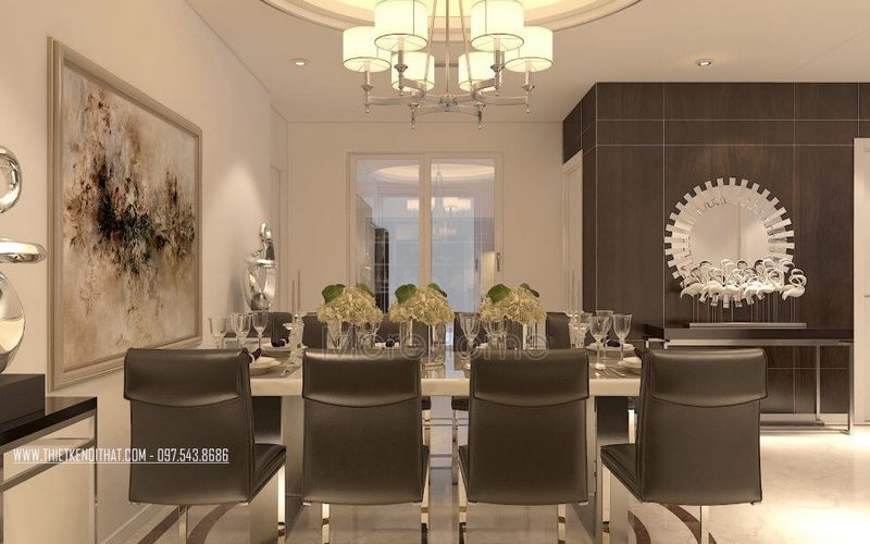 Tường được trang trí kỹ lưỡng với thiết kế khác nhau: tranh treo tường, gỗ ốp tường,..