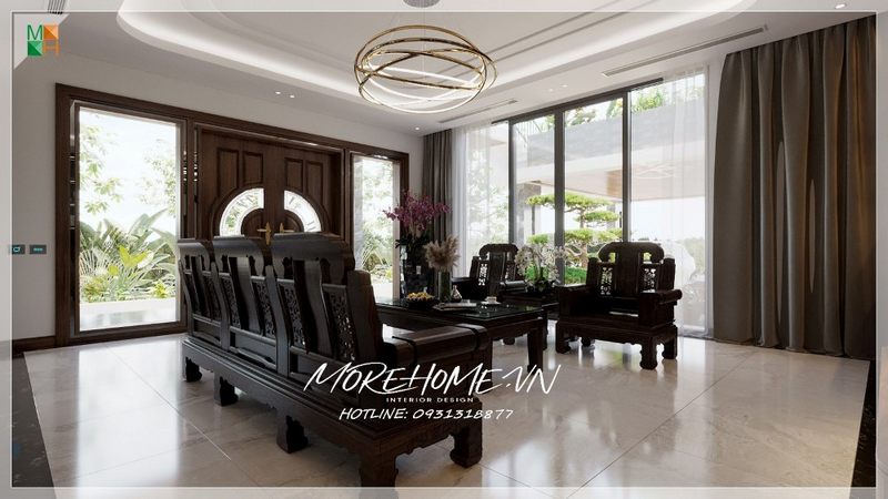 Cửa chính 2 cánh gỗ tự nhiên hiện đại sang trọng, thoải mái tiện nghi