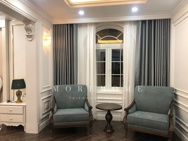 Thi công đôn tròn gỗ óc chó tô điểm trang trí cũng như sử dụng của gia chủ thoải mái, tiện nghi.