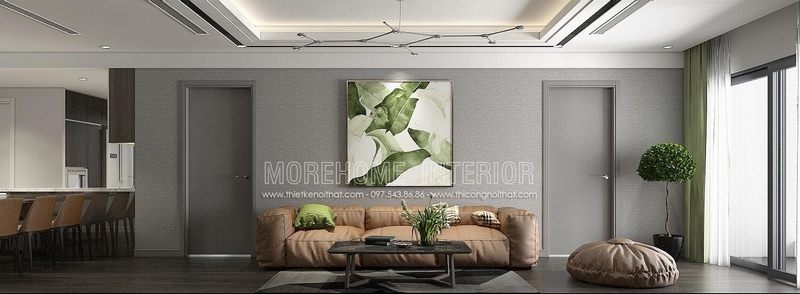 Mẫu cửa gỗ công nghiệp sơn cao cấp tông màu ghi tối thanh lịch cho không gian phòng khách sang trọng MH06