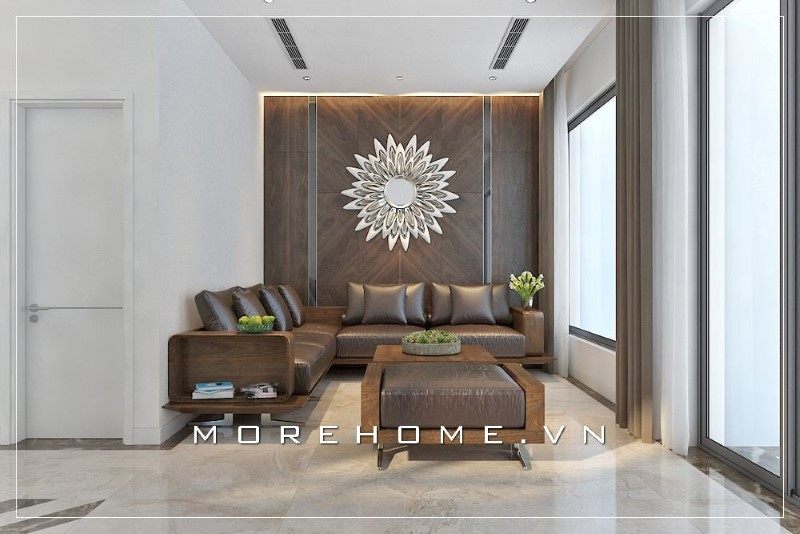 Bộ bàn ghế sofa gỗ óc chó được thiết kế mang phong cách hiện đại giúp không gian sống của gia đình trở nên ấn tượng, sang trọng hơn.