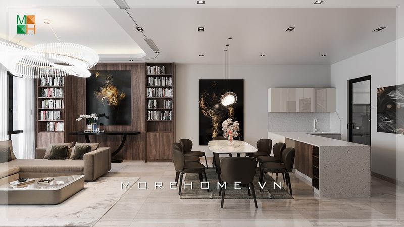 Mẫu bàn ăn 8 ghế màu nâu socola rất tiện nghi