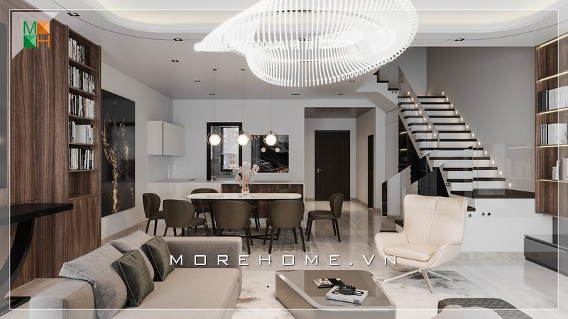 Ấn tượng mẫu bàn ăn 8 ghế ăn màu nâu socola rất sang trọng và tiện nghi